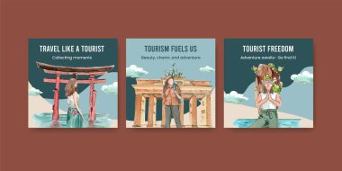 Dünya turizm günü konsepti, suluboya şablonu