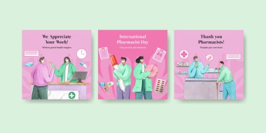 Twitter 'da dünya eczacılarının günlük konsepti, suluboya stili