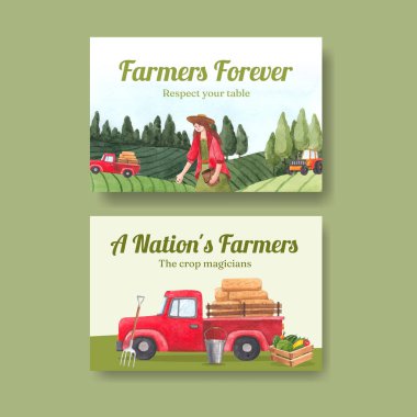 Ulusal çiftçi günü konsepti olan Facebook şablonu, suluboya stil