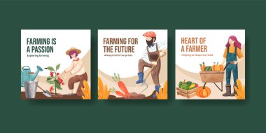 Ulusal çiftçi günü konsepti olan pankart şablonu, suluboya stil