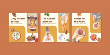 Sancak şablonu sonbahar evi konsepti, suluboya styl