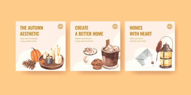 Sancak şablonu sonbahar evi konsepti, suluboya styl