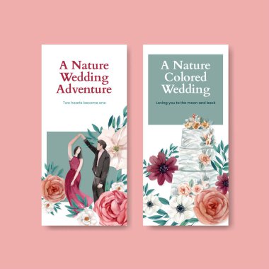 Yeşil şarap şablonu düğün konsepti, suluboya stil