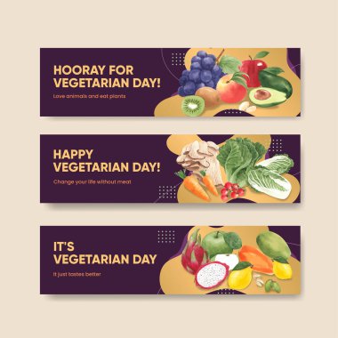 Dünya Vejetaryen Günü konsepti, suluboya şablonu