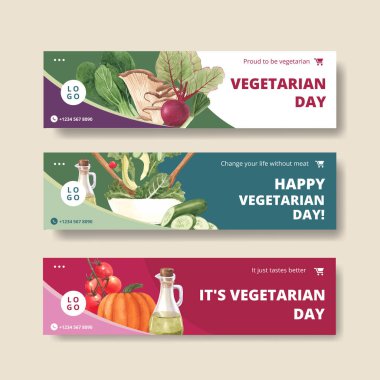 Dünya Vejetaryen Günü konsepti, suluboya şablonu