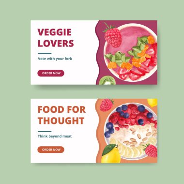 Twitter 'da vejetaryen günü konsepti, suluboya stili