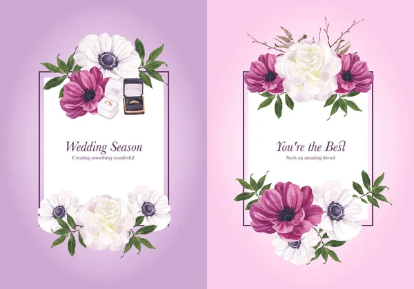 Шаблон Венка Лиловой Фиолетовой Свадебной Концепцией Стиль Акварели — стоковый вектор