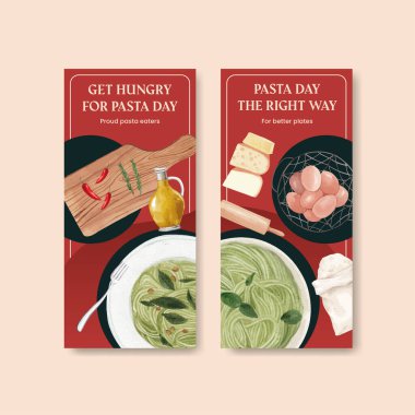 Makarna makarnalı el ilanı şablonu, suluboya stil