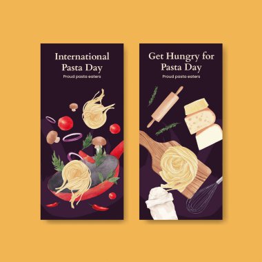 Makarna makarnalı el ilanı şablonu, suluboya stil