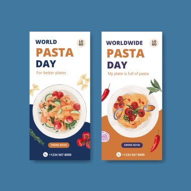 Makarna makarnalı el ilanı şablonu, suluboya stil