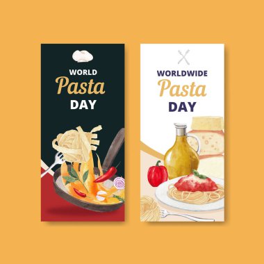 Makarna makarnalı el ilanı şablonu, suluboya stil