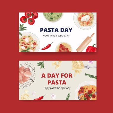 Makarna kutulu Twitter şablonu, suluboya stil