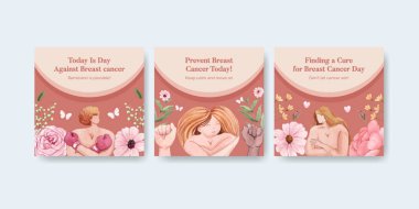 Göğüs kanseri farkındalığı ay konsepti, suluboya şablonu