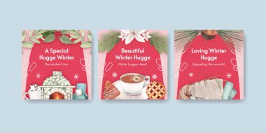 Sancak şablonu kış sarılışı konsepti, suluboya tarzı 