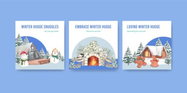 Sancak şablonu kış sarılışı konsepti, suluboya tarzı 