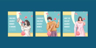 Bayrak, kadınlara yönelik şiddeti durdurma şablonu, suluboya tarzı 