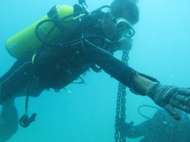 Terengganu, Malezya - 20 Haziran 2020: Redang Adası 'ndaki mercan resiflerinin taksitlendirilmesi