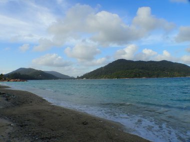 Denizci Parkı Redang, Malezya 'da kristal mavi suyu olan plaj manzarası