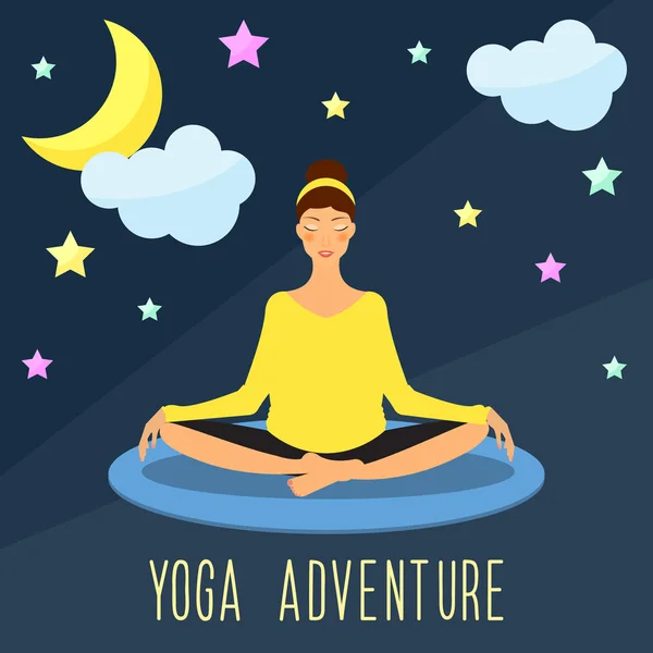 Tema de yoga. Estilo plano de moda . — Vector de stock