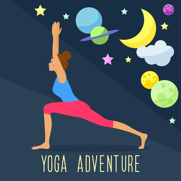 Tema de yoga. Estilo plano de moda . — Vector de stock