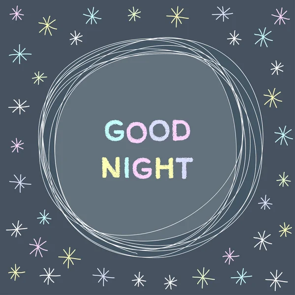Doodle good night card background template. — Stock Vector