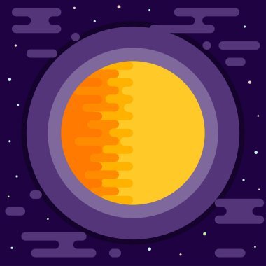 Kozmik arka plan. Parlak soyut güneşin altında açık alan. 