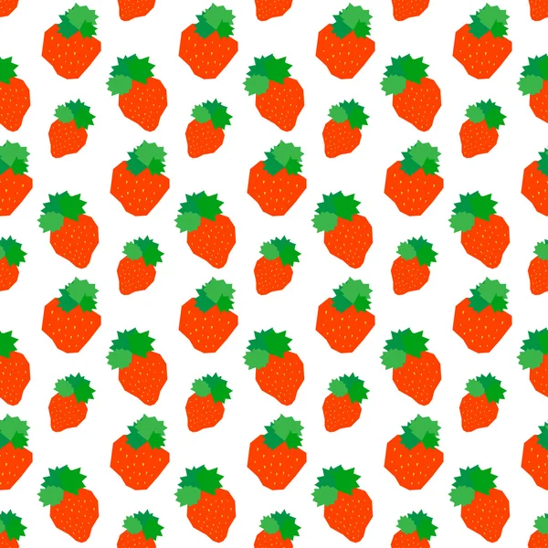 Bright red strawberry seamless pattern background. Summer time theme. — Stock Vector