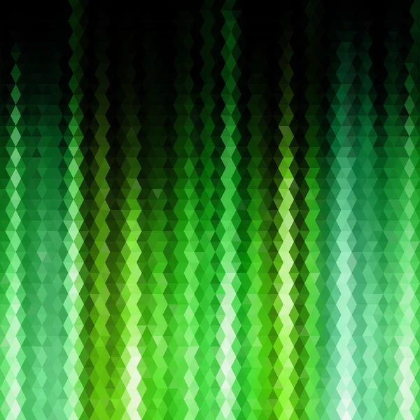 Fondo geométrico triangular vectorial abstracto con rayos verdes de luz — Vector de stock