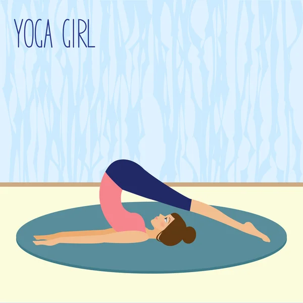 Beautiful young girl practicing yoga in the gym — Stock Vector