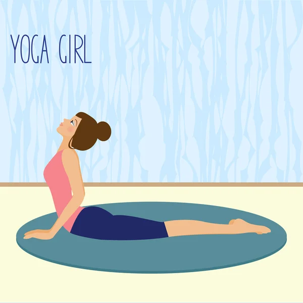 Hermosa joven practicando yoga en el gimnasio — Vector de stock