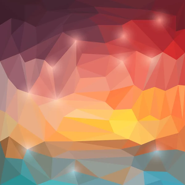 Abstrakta ljus solnedgång himmel färgad vektor trekantiga geometrisk bakgrund med påfallande ljus för användning i design för kort, inbjudan, affisch, banner, plakat eller billboard cover — Stock vektor