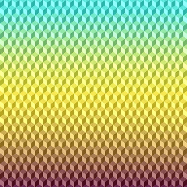 Abstract bright yellow and blue gradient colored vector 3D cubes geometric background for use in design for card, invitation, poster, banner, placard or billboard cover