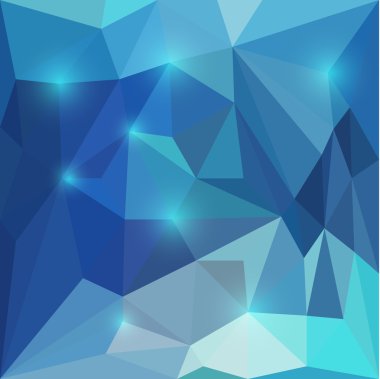 Parlak mavi renkli vektör üçgen geometrik arka plan kartı, davet, poster, afiş, afiş veya Pano kapağı için tasarım kullanmak için göz kamaştırıcı ışıklar ile