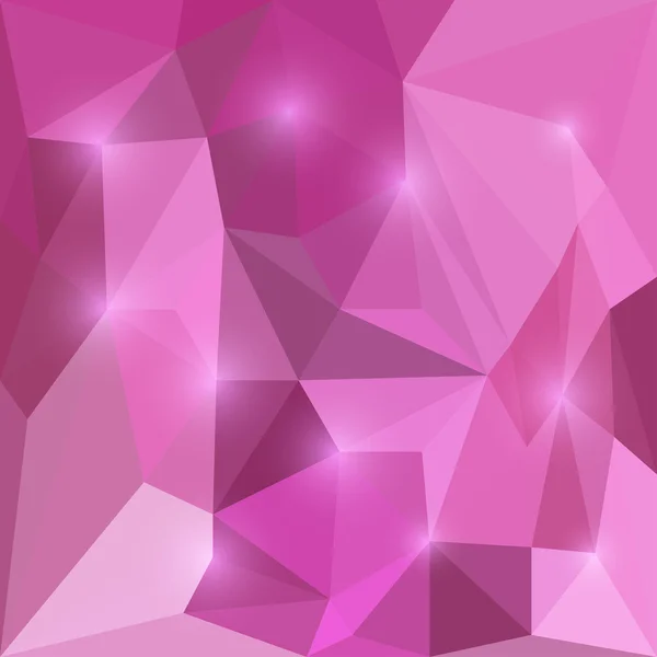 Abstract bright pink colored vector triangular geometric background with glaring lights — Stock Vector