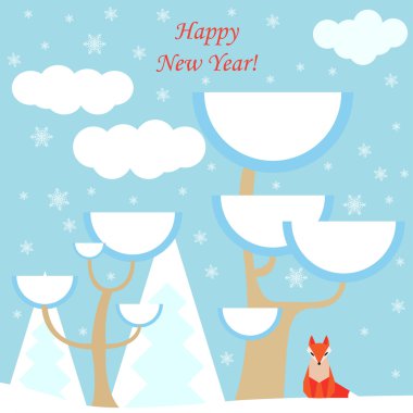 Winter forest, new year card background clipart