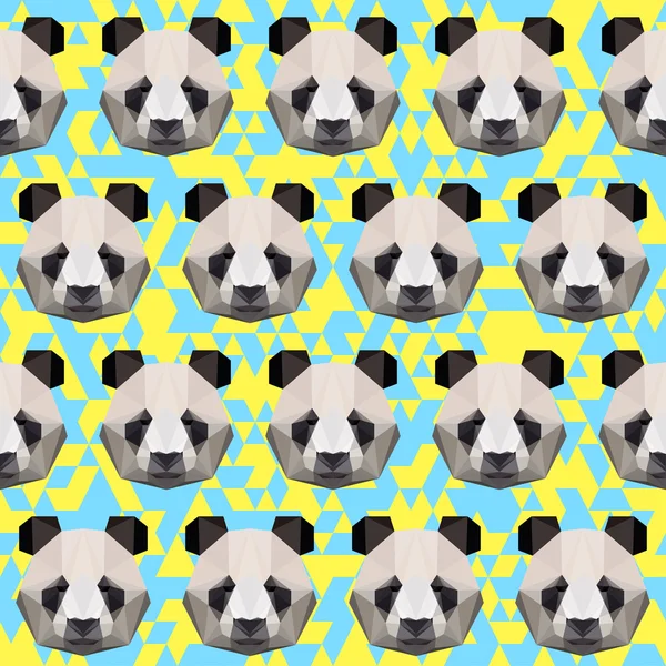 Polygonal panda seamless pattern background — Stock Vector