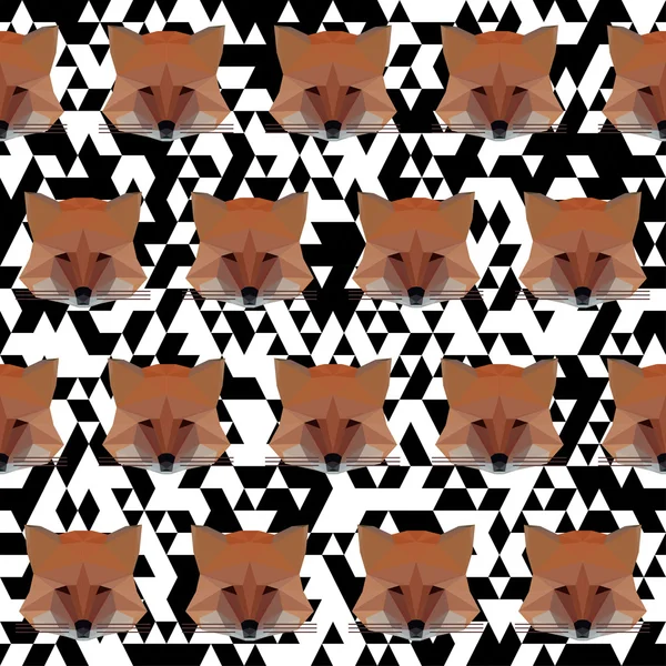 Nahtlose Muster Hintergrund polygonale Fuchs — Stockvektor