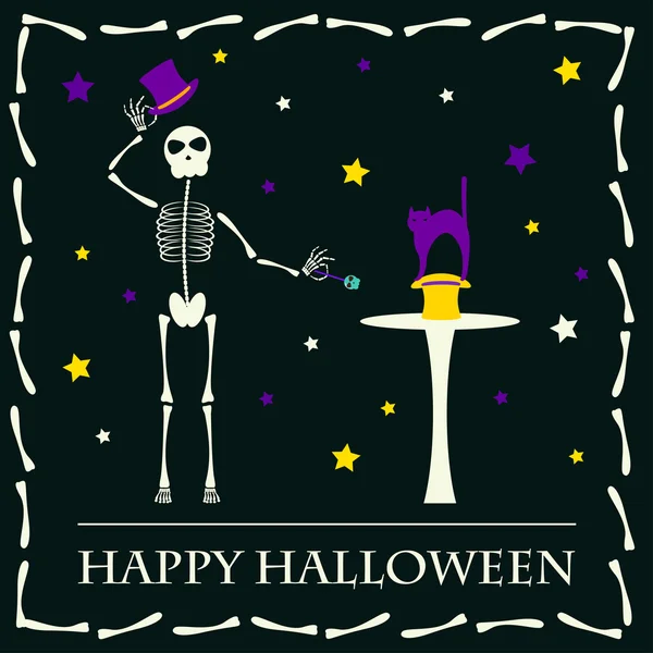 Fondo de vector de Halloween con los esqueletos — Vector de stock