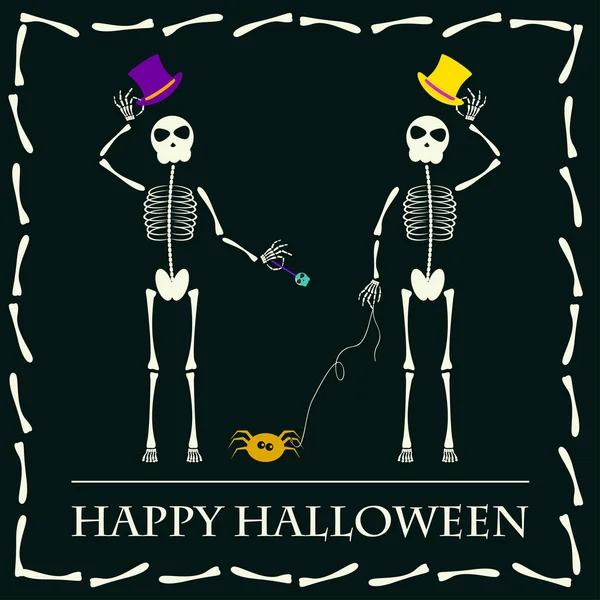 Fondo de vector de Halloween con los esqueletos — Vector de stock