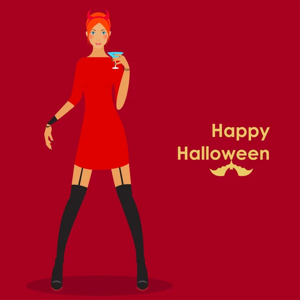 Fille de diable Halloween — Image vectorielle