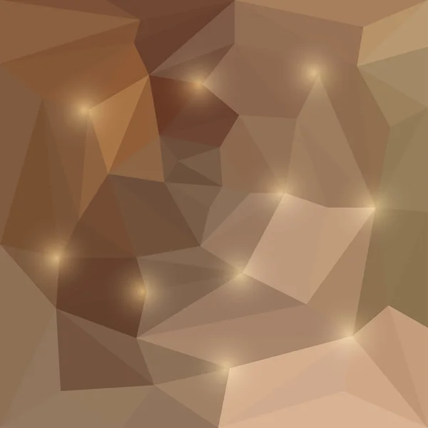 Abstrato marrom e bege colorido vetor triangular fundo geométrico com luzes brilhantes — Vetor de Stock