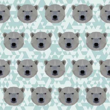 Poligonal soyut geometrik beyaz ayı Dikişsiz desen arka plan