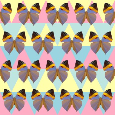 Polygonal abstract geometric butterfly seamless pattern background clipart