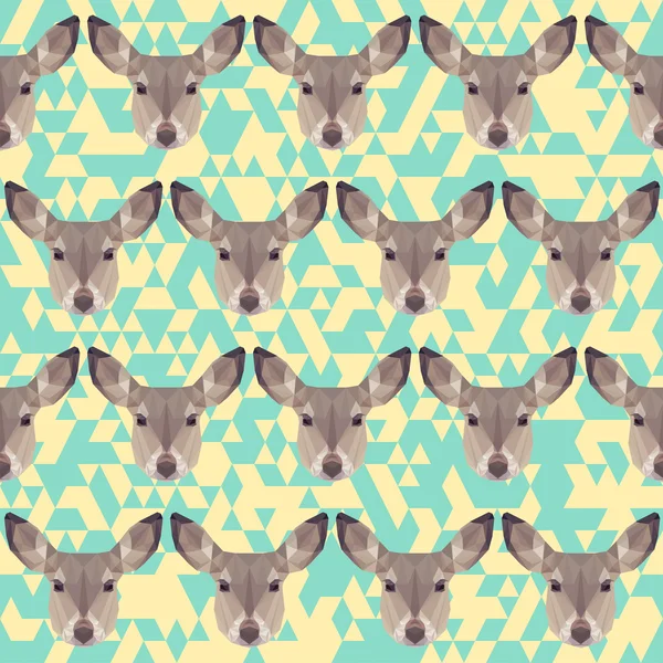 Polygonal deer seamless pattern background — Stock Vector