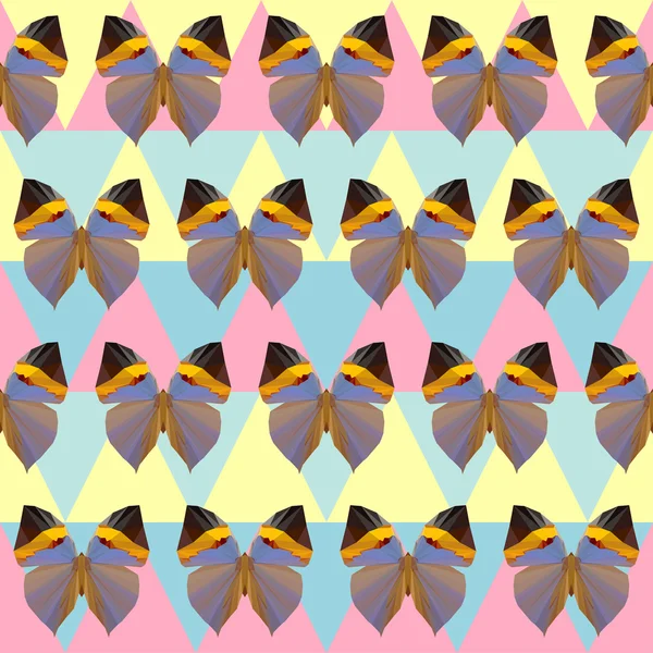 Polygonal abstrakta geometriska butterfly seamless mönster bakgrund — Stock vektor