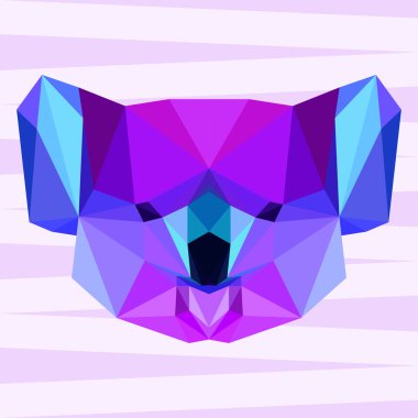 Parlak mor poligonal soyut geometrik koala arka plan kullanılmak üzere tasarım kartı, davet, poster, afiş, afişini veya kapak billboard