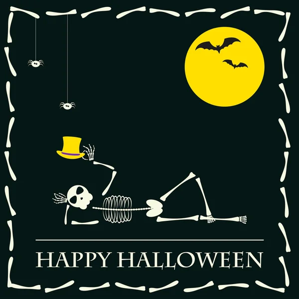 Fond de vecteur halloween drôle avec squelette — Image vectorielle