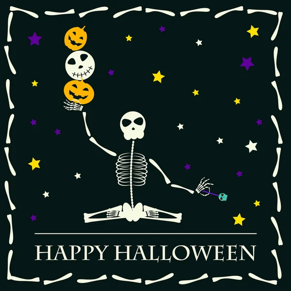 Halloween yoga vektor bakgrund — Stock vektor