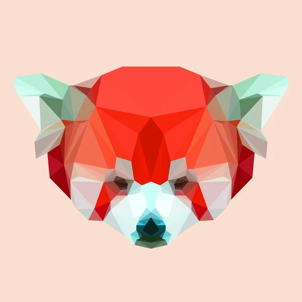 Fundo brilhante poligonal abstrata geométrica panda vermelho — Vetor de Stock