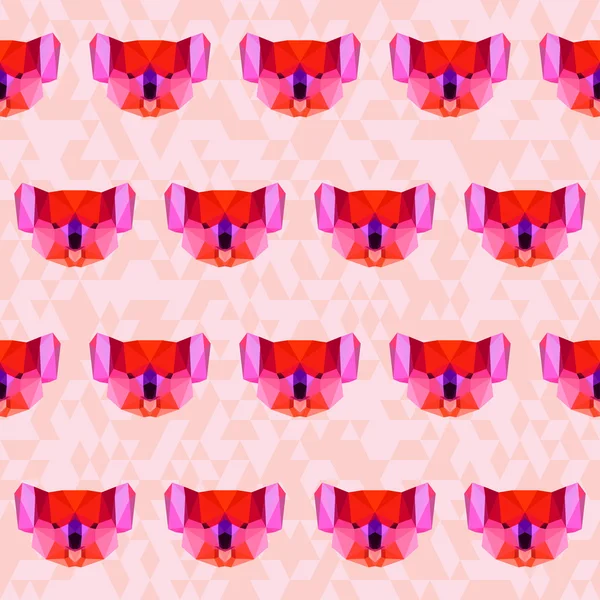 Fondo koala geométrica abstracta poligonal rojo brillante transparente — Vector de stock